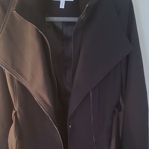 Calvin Klein Black Trench Coat Elegant Textured Design